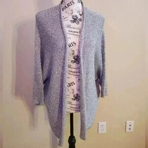 Apt. 9 Silver Sparkle Open-Front Cardigan